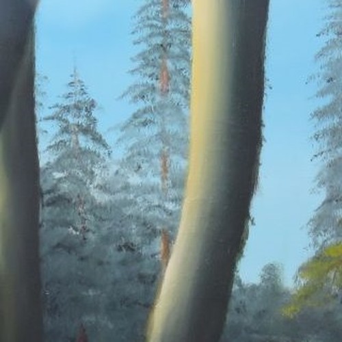 Ausschnitt aus dem Titelbild der Tagung, einem Ölbild mit Waldmotiv. (Bild: Holzkaemper)